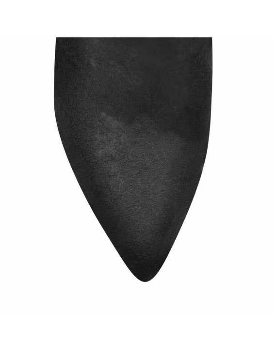 Black Suede Pointy Toe Wedge Heel Knee High Boots