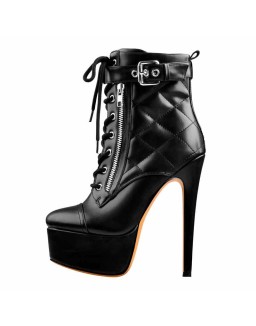 Platform Lace Up Ankle Strap Buckle Zip Stiletto High Heels Boots