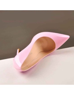 8cm Heel Patent Leather Pink Pointed Toe High Heel Pumps