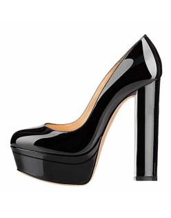 Classic  Black Chunky High Heels Pumps