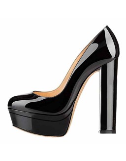 Classic  Black Chunky High Heels Pumps