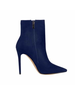 Sapphire Blue Suede Pointy Toe Stiletto High Heel Ankle Boots