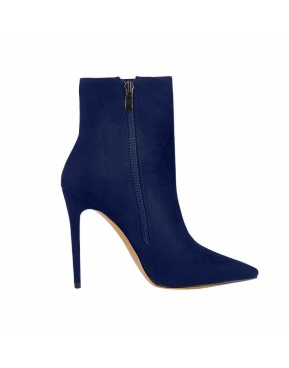 Sapphire Blue Suede Pointy Toe Stiletto High Heel Ankle Boots
