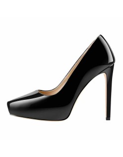 Black Patent Leather Pointed Toe Platform Stiletto High Heels Pumps
