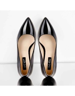 Black Patent Leather Pointed Toe Platform Stiletto High Heels Pumps