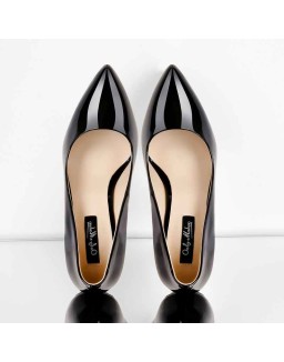 Black Patent Leather Pointed Toe Platform Stiletto High Heels Pumps
