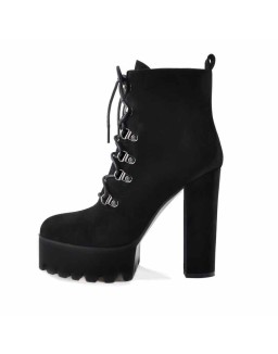 Black Heeled Work Boots Cool Booties
