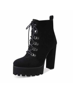 Black Heeled Work Boots Cool Booties