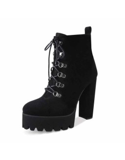 Black Heeled Work Boots Cool Booties