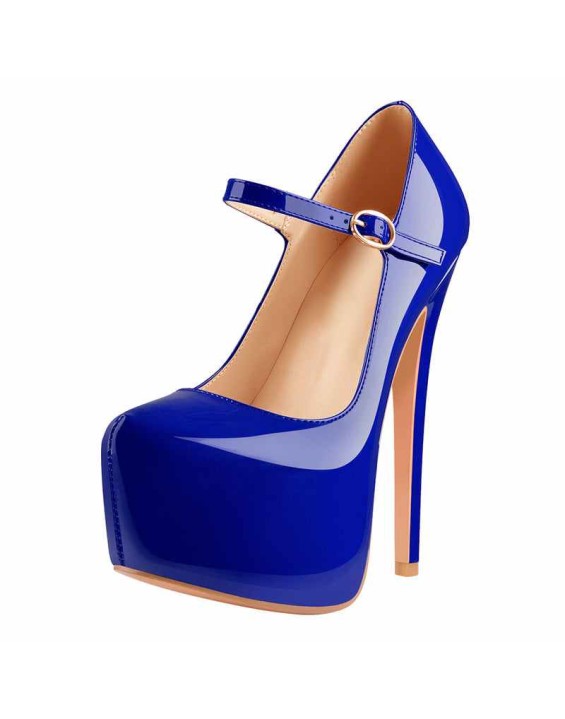 Mary Jane Platform Black Pointed Toe Stiletto High Heels Pumps