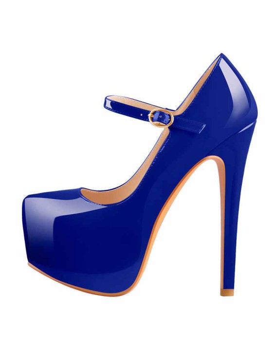Mary Jane Platform Black Pointed Toe Stiletto High Heels Pumps