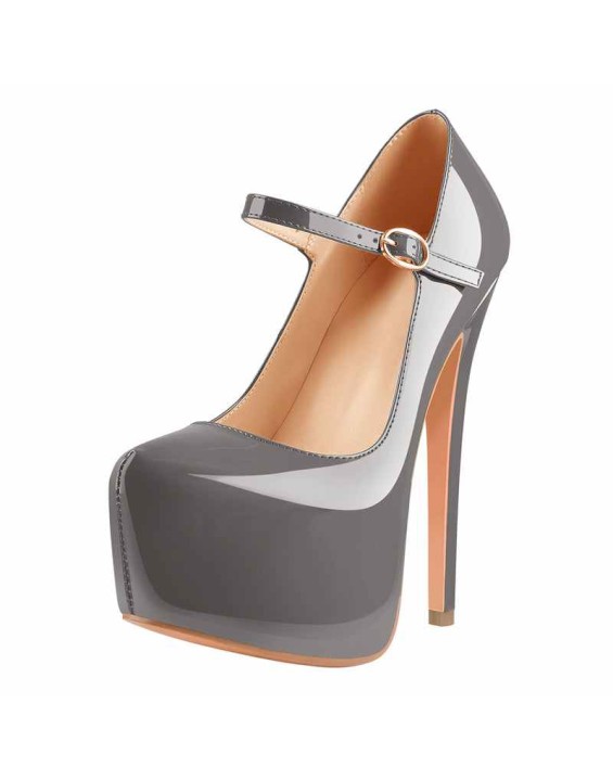 Mary Jane Platform Black Pointed Toe Stiletto High Heels Pumps