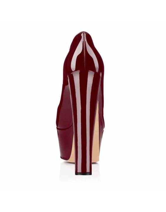 Platform Round Toe Pumps Chunky Heels Pumps