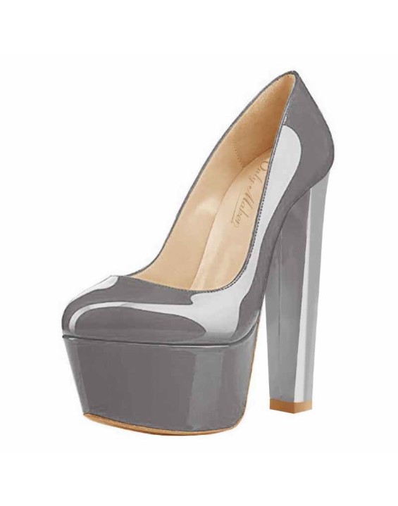 Platform Round Toe Pumps Chunky Heels Pumps