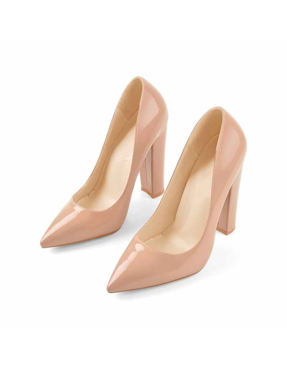 Baby Pink Elegant Classic Women Pointed toe Pumps Chunky Heels