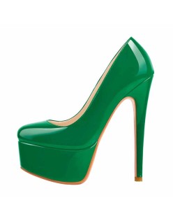 Classic Round Toe Platform Pumps Chunky Heels