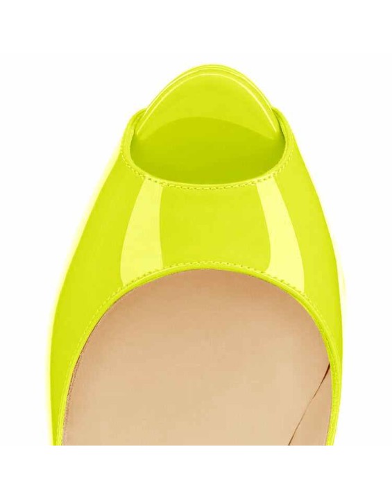 Yellow Platform Peep Toe Stiletto Pumps