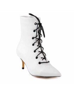 White Heeled Work Boots Kitten Heel Ankle Boots