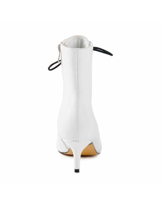 White Heeled Work Boots Kitten Heel Ankle Boots