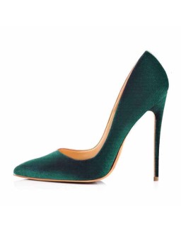 8cm 10cm 12cm Retro Green Pointed Toe Pumps Classic Satin Stilettos