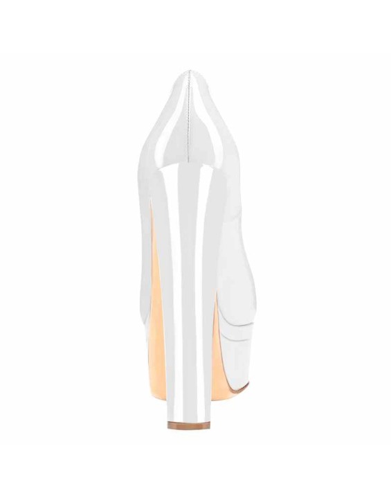 Classic White Peep Toe Platform Pumps