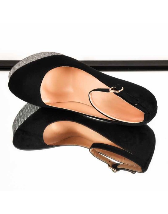 Silver Platform Round Toe Stiletto Heels Buckle Strap Pumps