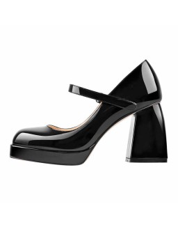 Mary Jane Square Platform Chunky Heels Pumps