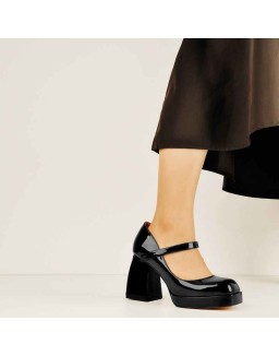 Mary Jane Square Platform Chunky Heels Pumps