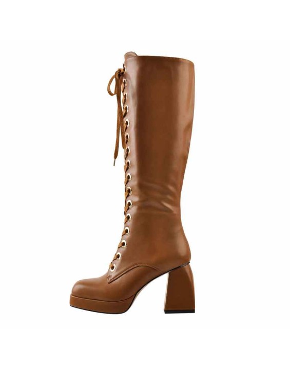 Square Chunky Heels Over The Knee Platform Boots