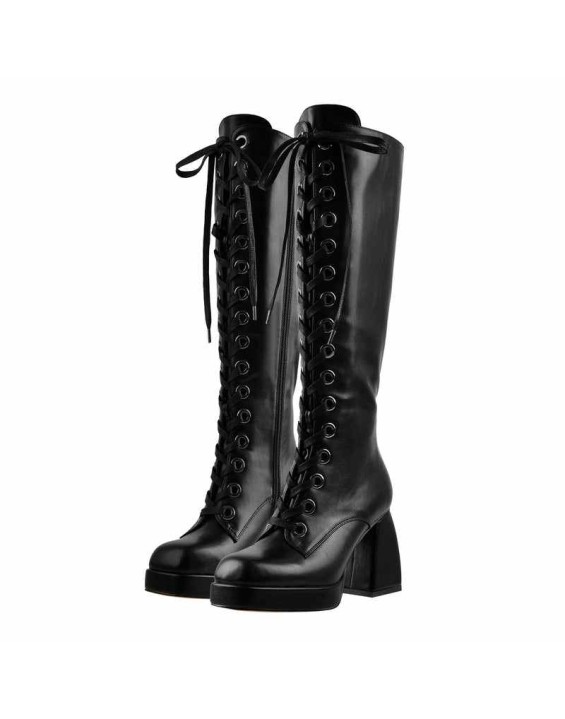 Square Chunky Heels Over The Knee Platform Boots