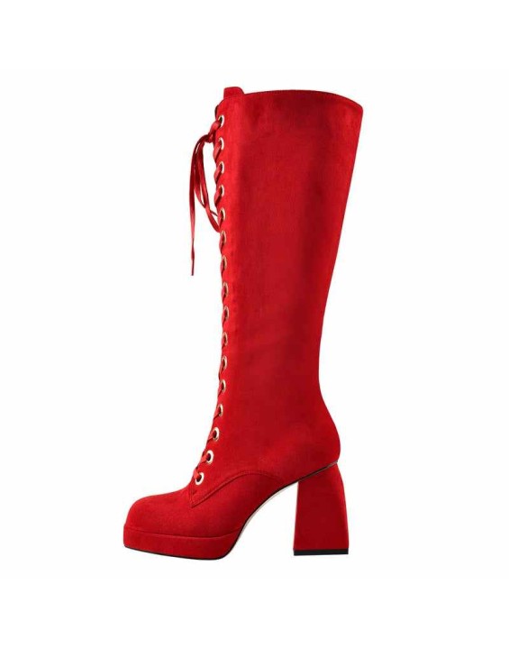 Square Chunky Heels Over The Knee Platform Boots