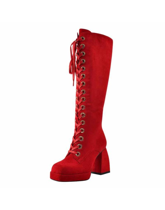 Square Chunky Heels Over The Knee Platform Boots