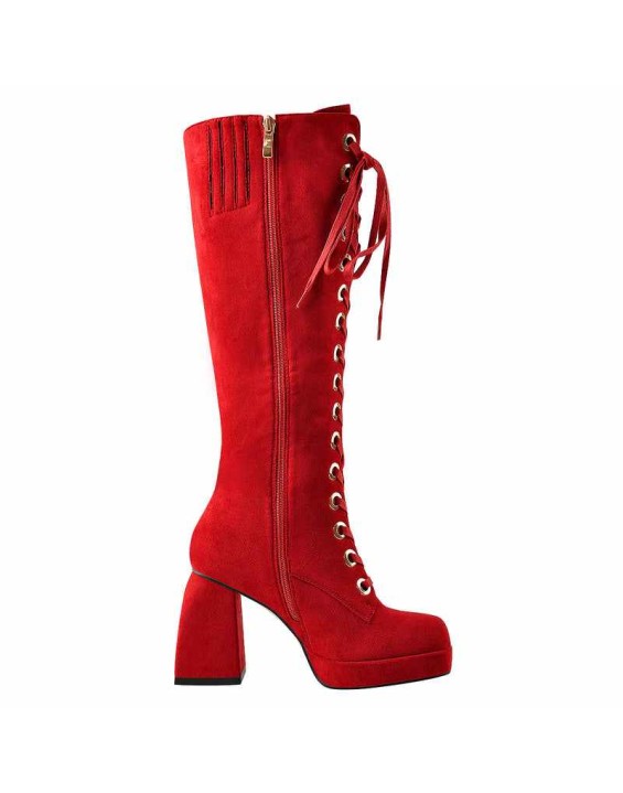 Square Chunky Heels Over The Knee Platform Boots