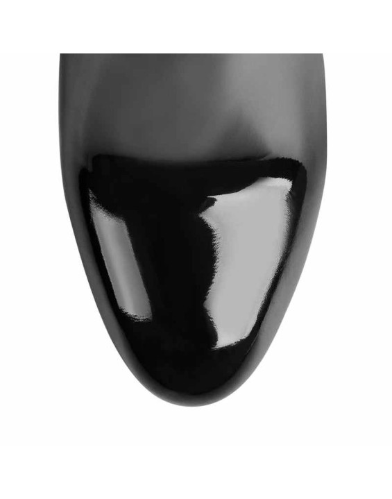 Black Patent Leather Chunky Heels Boots
