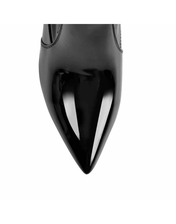 10cm Black Patent Leather Metal Heel Boots