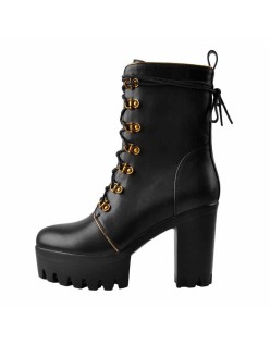 Black Platform Chunky High Heels Ankle Boots