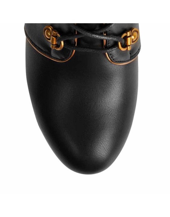 Black Platform Chunky High Heels Ankle Boots