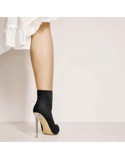 Black Suede Clear Heel Ankle Boots