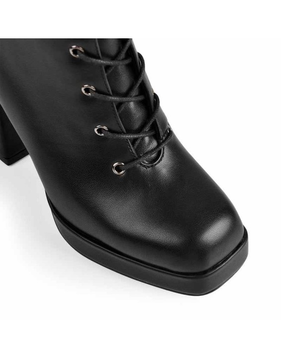 Black  Square Chunky Heels Boots