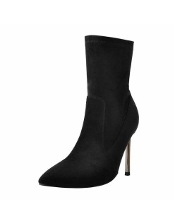 10cm Black Suede Metal Heel Boots