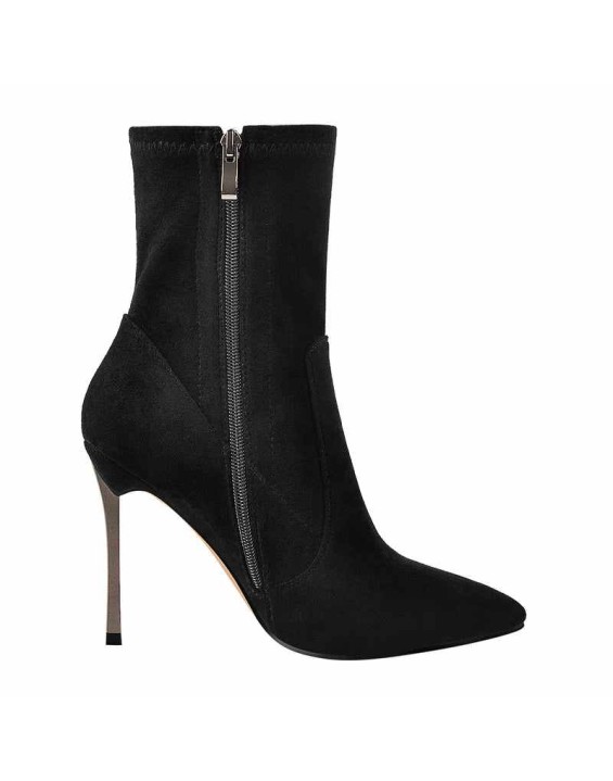 10cm Black Suede Metal Heel Boots