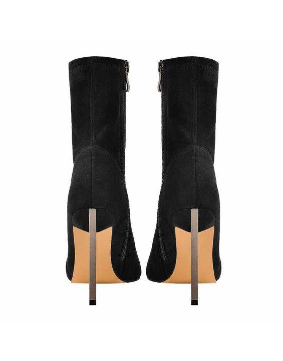 10cm Black Suede Metal Heel Boots