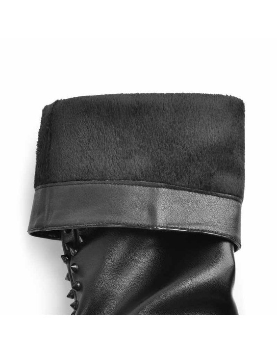 Rivet Pointed Toe Stiletto Knee High Boots