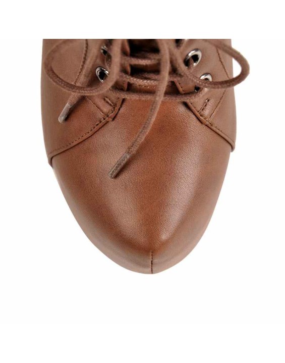 Brown Leather Platform Zipper Stiletto Ankle Boots