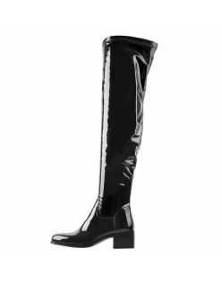 Black Patent Leather Knee High Boots