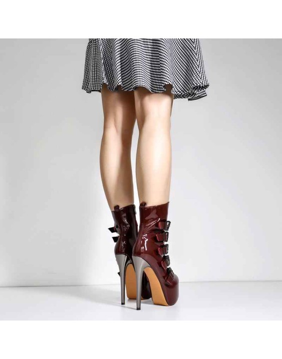Burgundy High Heel Stiletto Boots
