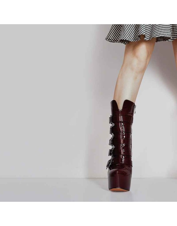 Burgundy High Heel Stiletto Boots