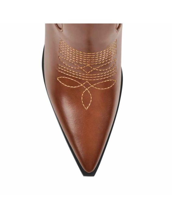 Pointed Toe Embroidery  Chunky Heel Western Boots
