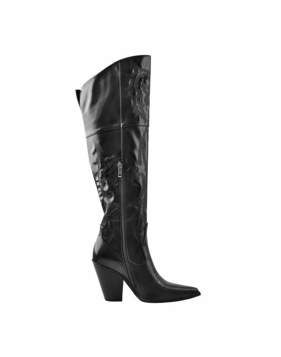Pointed Toe Embroidery  Chunky Heel Western Boots