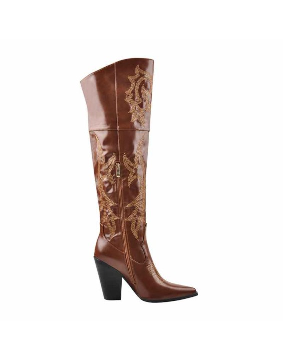 Pointed Toe Embroidery  Chunky Heel Western Boots